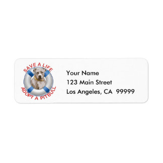 Life Preserver with Pitbull Adoption Return Address Label