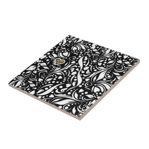 Life Quote Black Ceramic Tile by Adiela Akoo