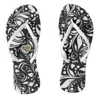Life Quote Black Paisley Flip Flops by Adiela Akoo