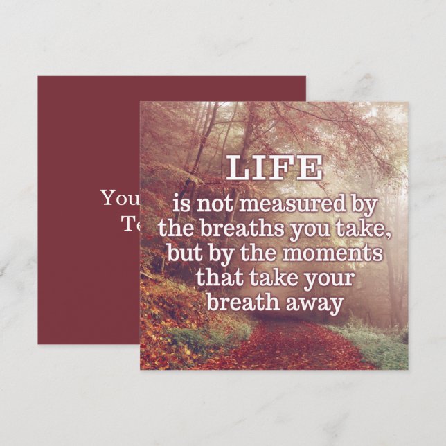 Life Quote custom card / invitation (Front/Back)