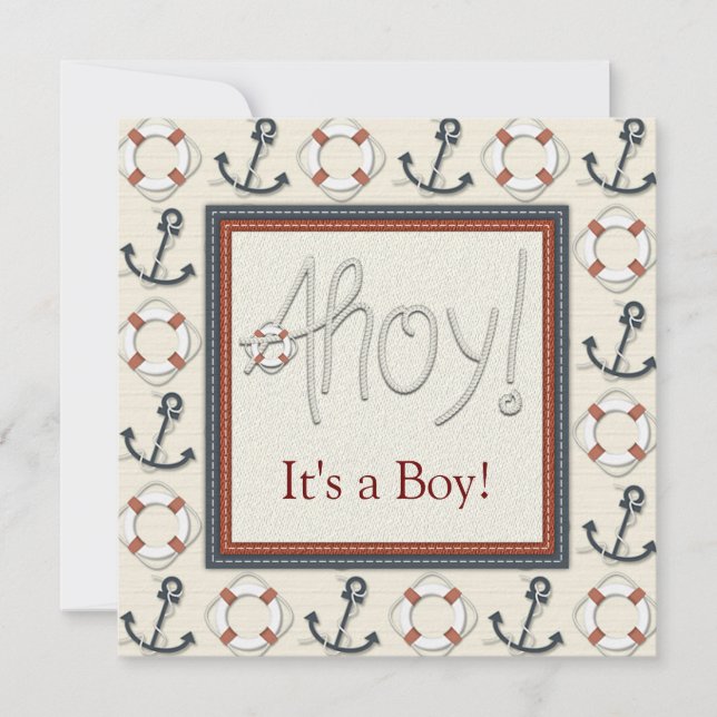 Life Ring Anchor Boys Nautical Baby Shower Invitation (Front)