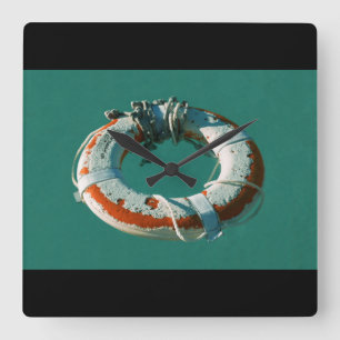 Life Ring Art Photograph Square Wall Clock