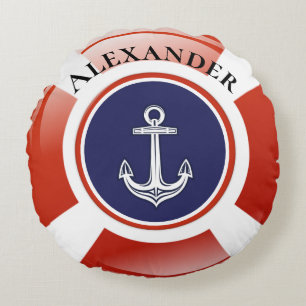 Life Ring Nautical Round Cushion