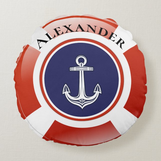 Life Ring Nautical Round Cushion (Front)
