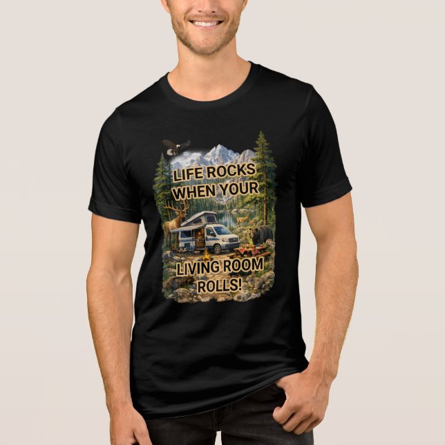 Life Rocks When Your Living Room Rolls Adventure Tri-Blend Shirt (Front)