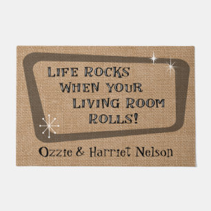 Life Rocks When Your Living Room Rolls, Custom Doormat