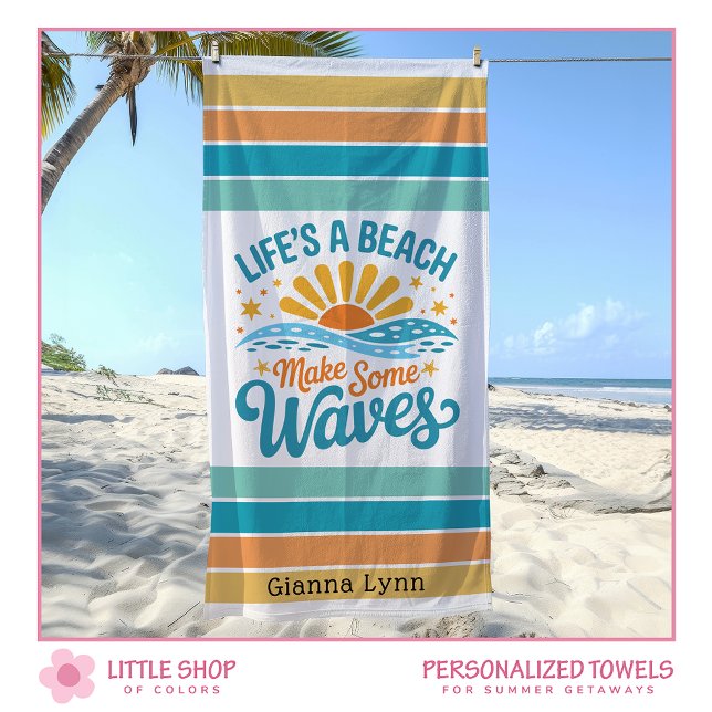 Life’s a Beach Make Some Waves Customisable Towel (Creator Uploaded)