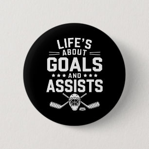 Life´s About Goals Hockey Player Ice Hockey Youth 6 Cm Round Badge