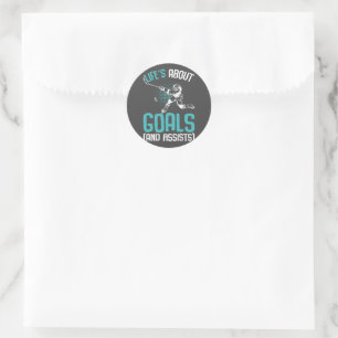 Life´s About Goals Hockey Player Ice Hockey Youth Classic Round Sticker