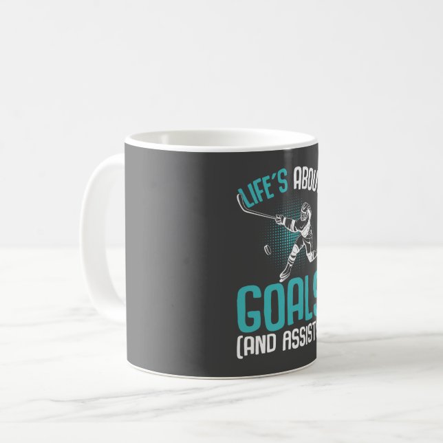 Life´s About Goals Hockey Player Ice Hockey Youth Coffee Mug (Front Left)