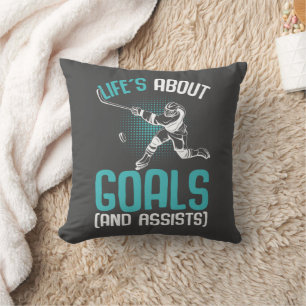 Life´s About Goals Hockey Player Ice Hockey Youth  Cushion