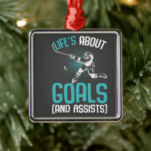 Life´s About Goals Hockey Player Ice Hockey Youth Metal Ornament