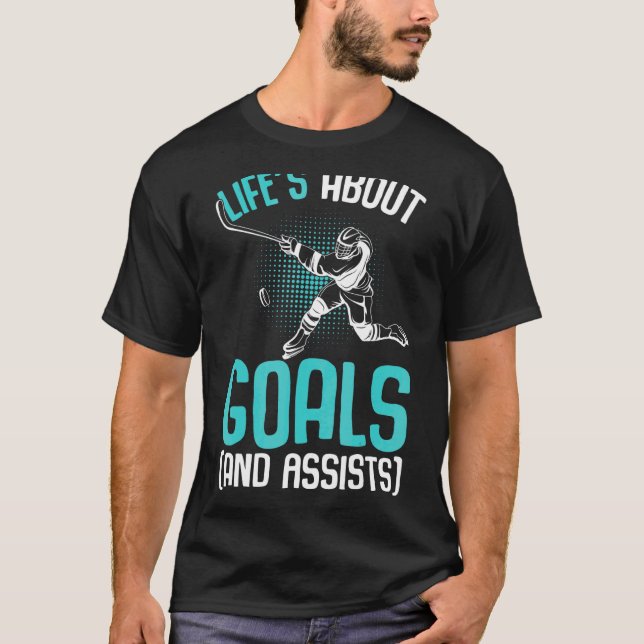 Life´s About Goals Hockey Player Ice Hockey Youth  T-Shirt (Front)
