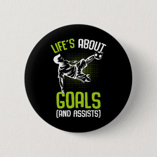 Life´s About Goals Soccer Player Boys Kids Youth  6 Cm Round Badge