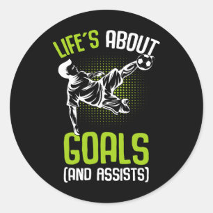 Life´s About Goals Soccer Player Boys Kids Youth Classic Round Sticker