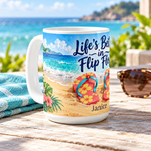 Life’s Better in Flip Flops Tropical Beach Coffee Mug