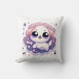 Life’s Better with Paw – Kawaii Puppy Pet Lover Cushion