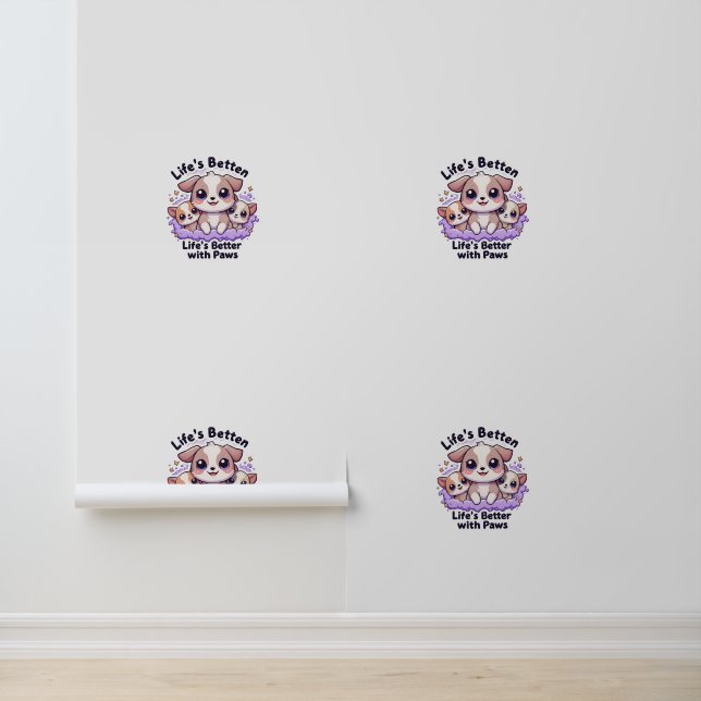 Life’s Better with Paws Puppy Cute Dog Design Wallpaper (Application)