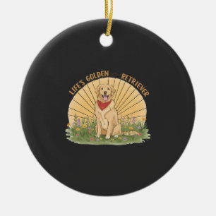 Life�s Golden with a Retriever Cute -Golden design Ceramic Ornament