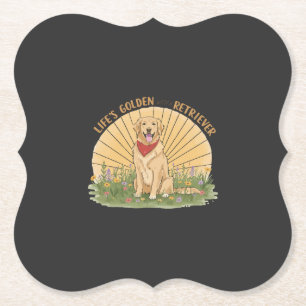 Life�s Golden with a Retriever Cute -Golden design Paper Coaster