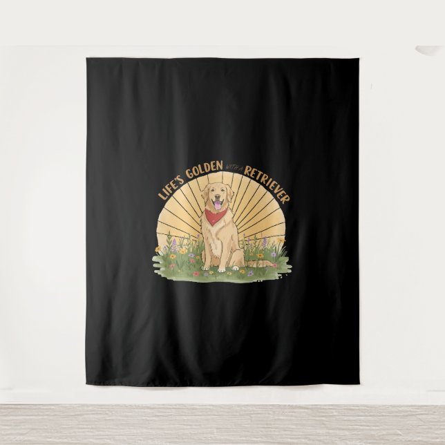 Life’s Golden with a Retriever Cute -Golden design Tapestry (Front)