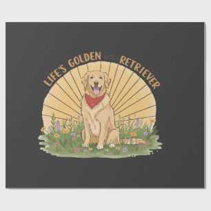 Life�s Golden with a Retriever Cute -Golden design Wrapping Paper