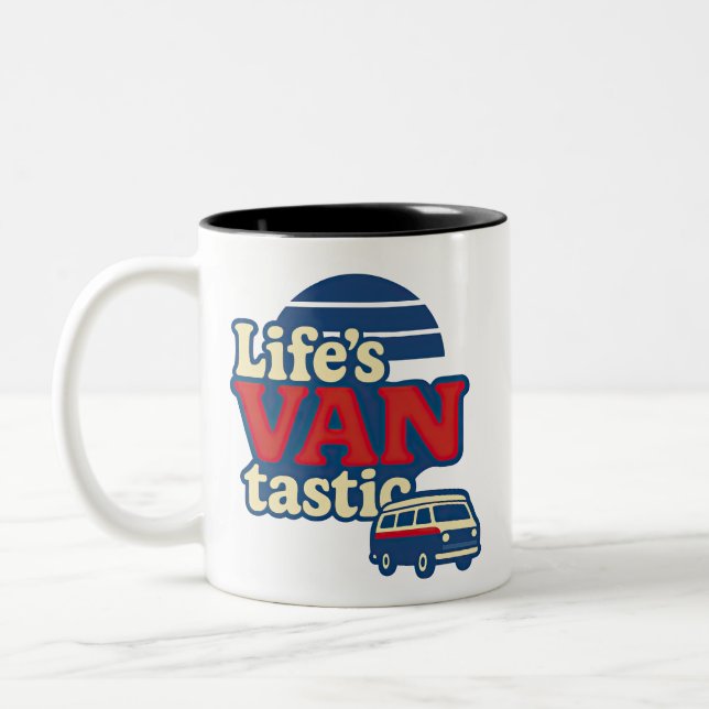 Life’s VANtastic Red Cream Blue Edition Two-Tone Coffee Mug (Left)