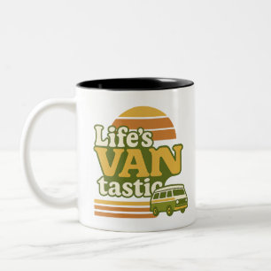 Life’s VANtastic Retro 70s Van Graphic Two-Tone Coffee Mug