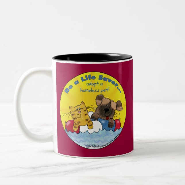 Life Saver- Adopt Homeless Pets Two-Tone Coffee Mug (Left)