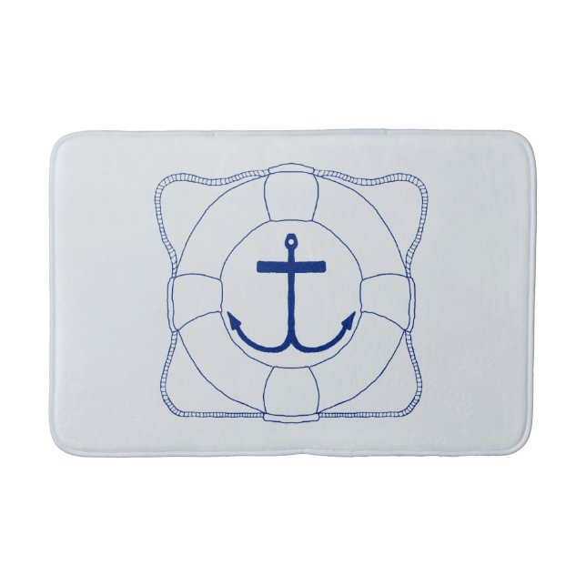 Life Saver/Anchor Bath Mat (Dark Print) (Front)