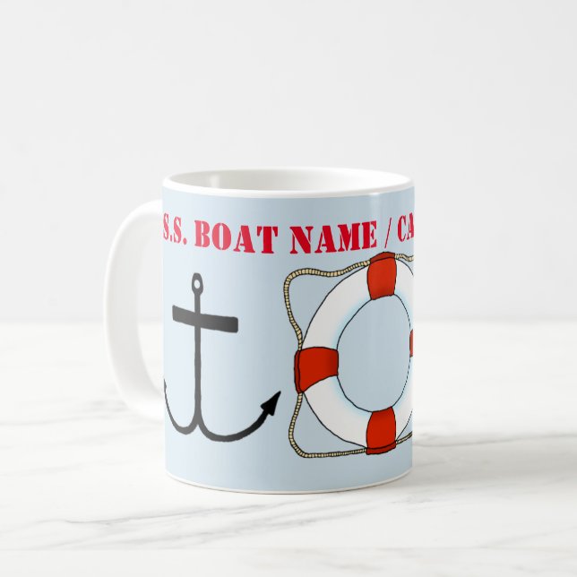 Life Saver & Anchor Mug (Customise) (Front Left)