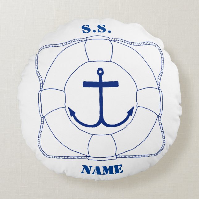 Life Saver/Anchor Pillow (Dark Print) (Front)