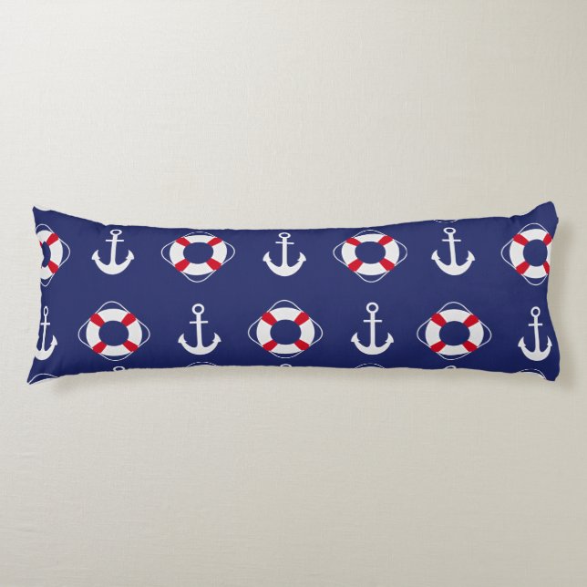 Life Savers & Anchors Nautical Pattern Body Cushion (Front)