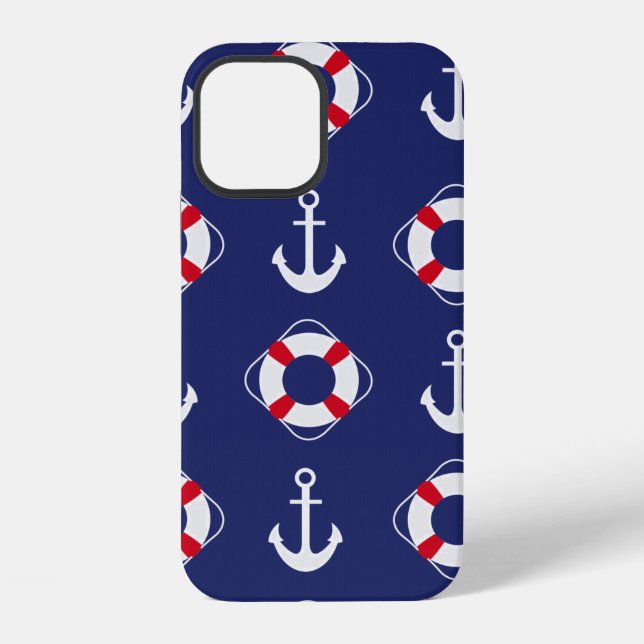 Life Savers & Anchors Nautical Pattern iPhone Case (Back)
