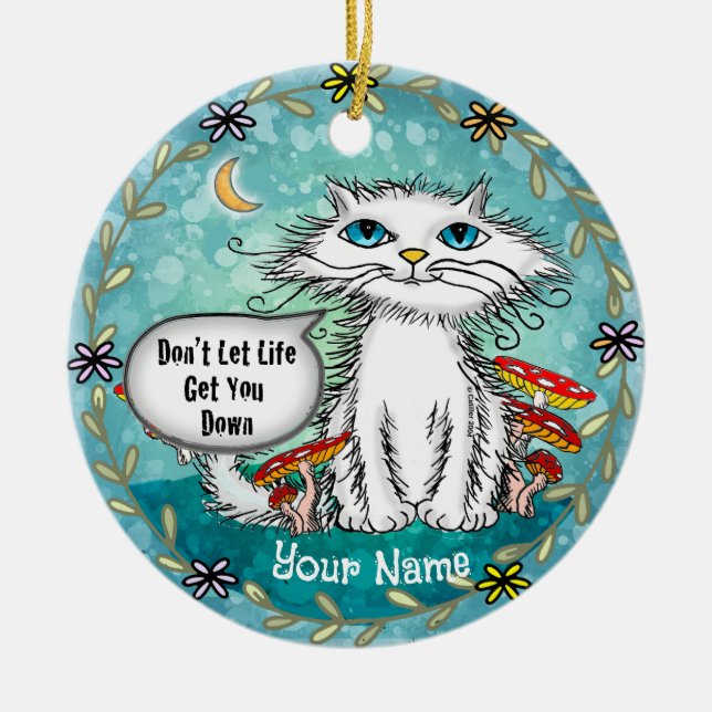 Life Scraggles Cat  Ceramic Ornament (Front)