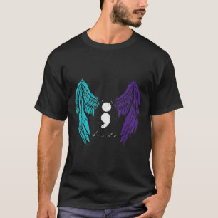 Life Semicolon & Angel Wing Suicide Prevention T-Shirt