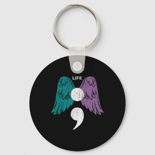 Life Semicolon Wings Suicide Awareness Mental Heal Key Ring