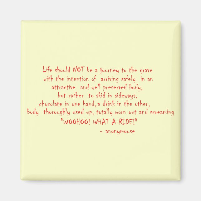 Life should not be a journey magnet (Front)