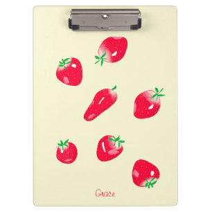Life-Sized Juicy Red Strawberries (Beige) Clipboard