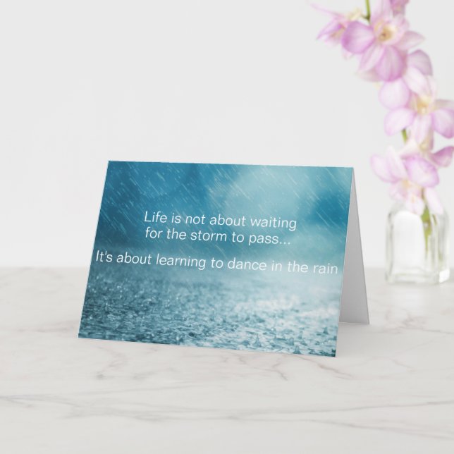 Life Struggles Inspirational Quote Rain Photograph Card (Orchid)