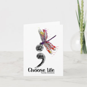 Life Suicide Awareness Colourful Dragonfly  Card