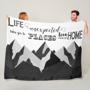 Life Takes You Inspirational Quotes Fleece Blanket