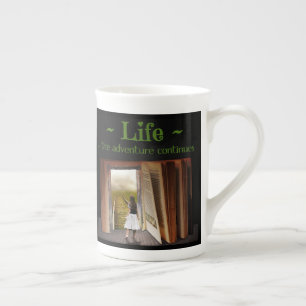 Life, the adventure continues bone china mug