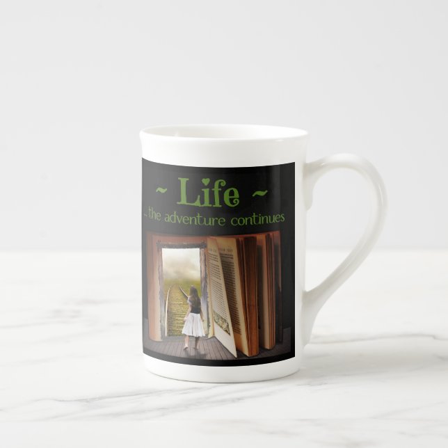 Life, the adventure continues bone china mug (Right)