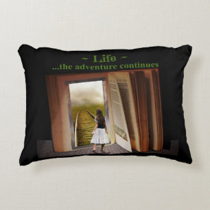 Life, the adventure continues decorative cushion