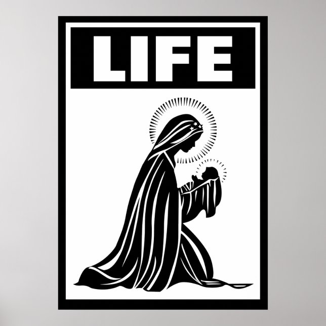 LIFE VIRGIN MARY BABY JESUS NATIVITY CATHOLIC POSTER (Front)
