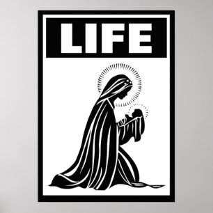 LIFE VIRGIN MARY BABY JESUS NATIVITY CATHOLIC POSTER