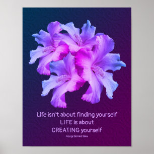 Life White Hibiscus Flowers Inspirational Poster