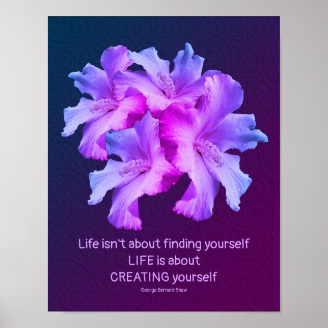 Life White Hibiscus Flowers Inspirational Poster (Front)