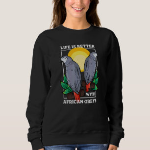 Life With African Greys Nature Botanic Parrot Sweatshirt